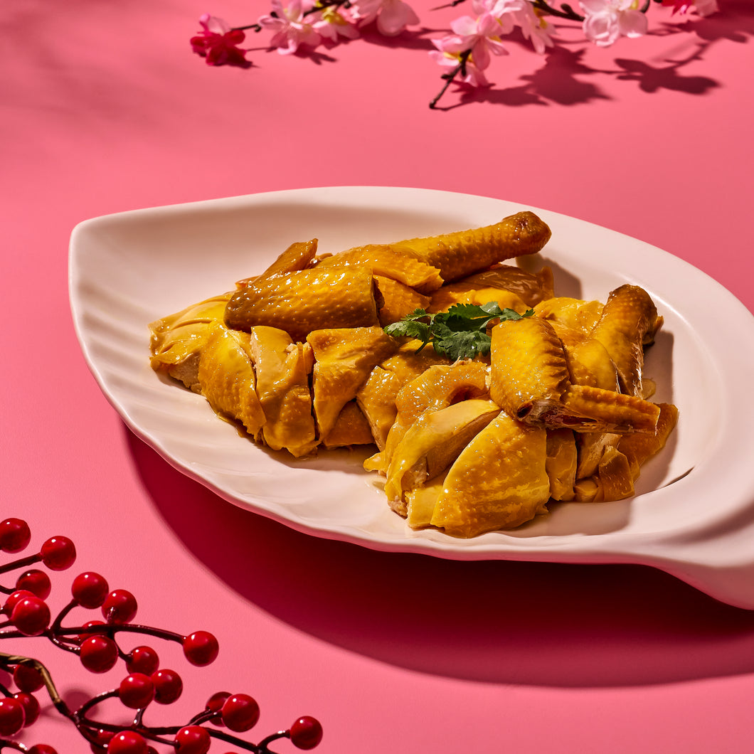 Poached Chicken marinated with  Chinese Wine and Conpoy  花雕水晶鸡